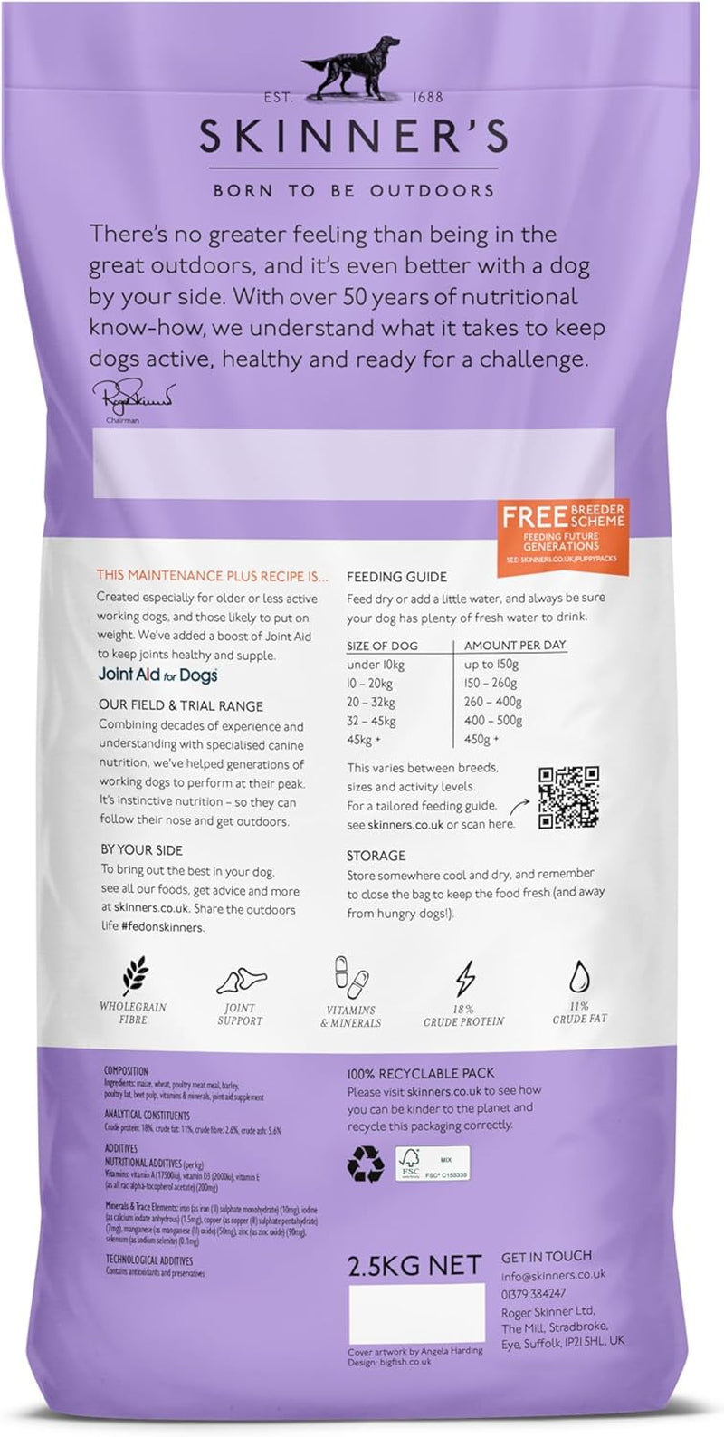 Skinner'S Field & Trial Complete Dry Maintenance plus Adult Working Dog Food, 2.5 Kg
