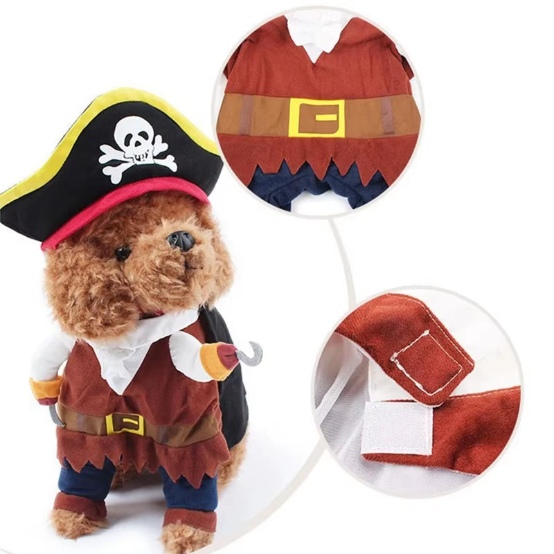 Halloween Funny Pirate Cat Dog Costume for Small Medium Dogs Cats Puppy Kitten Cosplay Creative Novelty Dress up Party Clothes