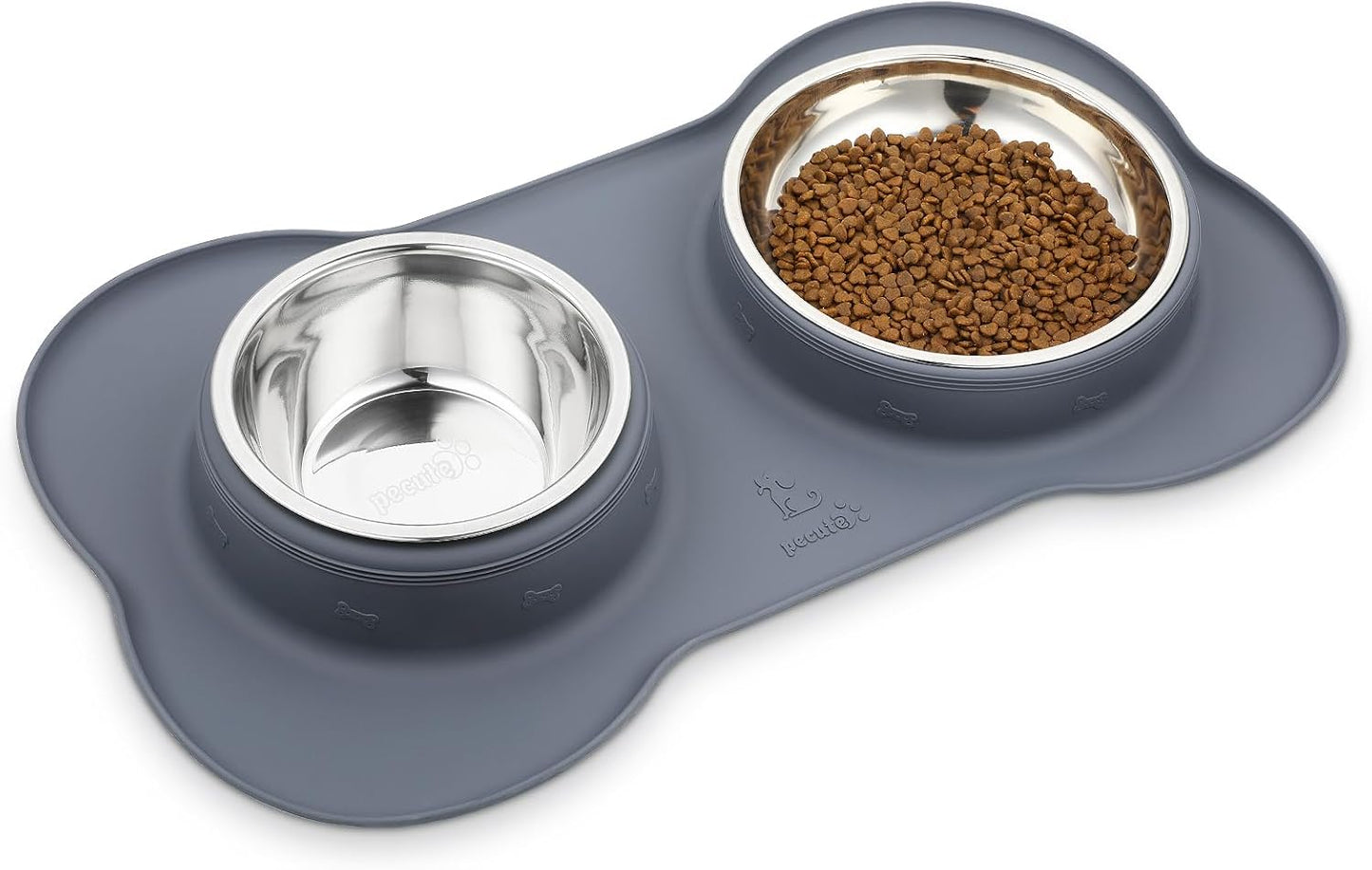 Dog Bowls Non-Slip, Stainless Steel Double Bowls Set with Non-Spill Silicone Mats Tray for Cats Puppies Water Food Feeding