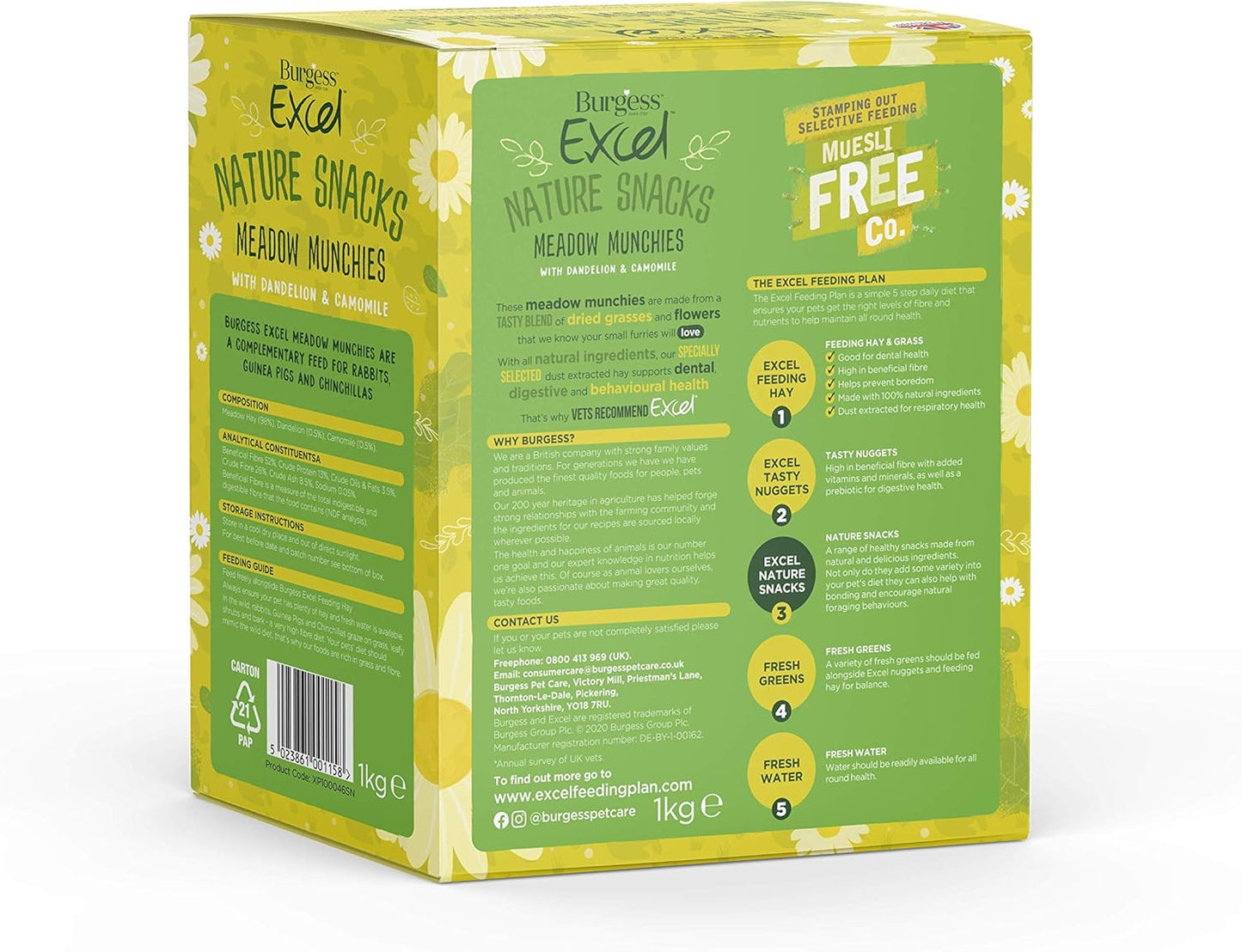 Excel Meadow Munchies for Rabbits, Guinea Pigs and Chinchillas, 1 Kg (Pack of 1)