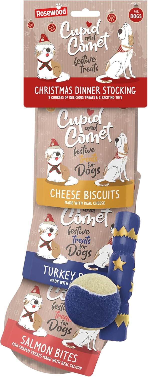 Cupid & Comet Christmas Dinner & Toys Stocking Gift, Dog Treats (Pack of 2)