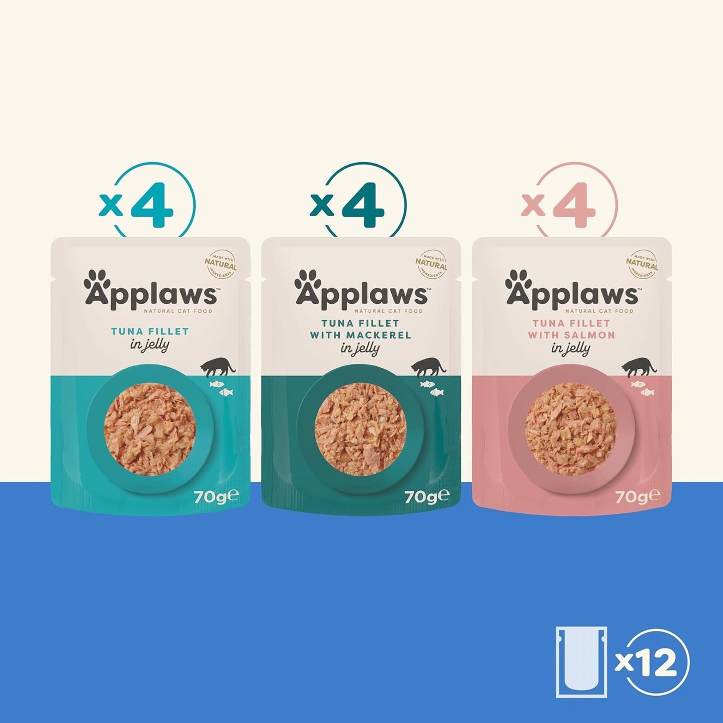 Applaws Natural Wet Cat Food Pouch, Fish Selection in Jelly 70 G (12 X 70 G Pouc