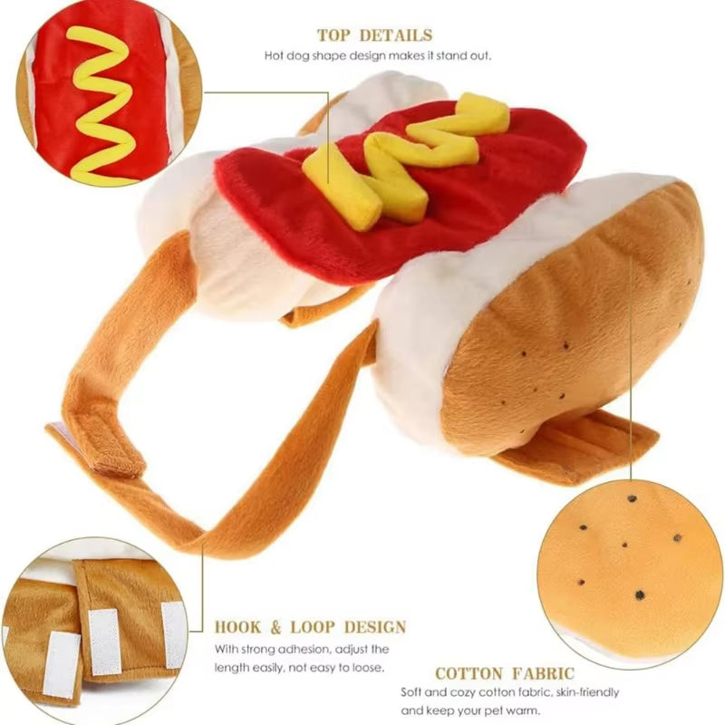 Dog Funny Halloween Costumes Hot Dog Shaped Dachshund Sausage Adjustable Clothes Pet Apparel Dressing up Cat Party Costume Suit