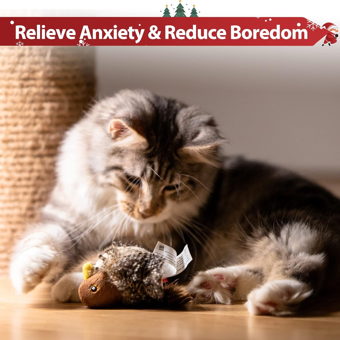 Gigwi Chirping Bird Cat Toys Realistic Bird Plush Toy - Perfect Melody Chaser Cat Toys for Bored Indoor Adult Cats, Best Gift for Birthday, Thanksgiving, Christmas, New Year