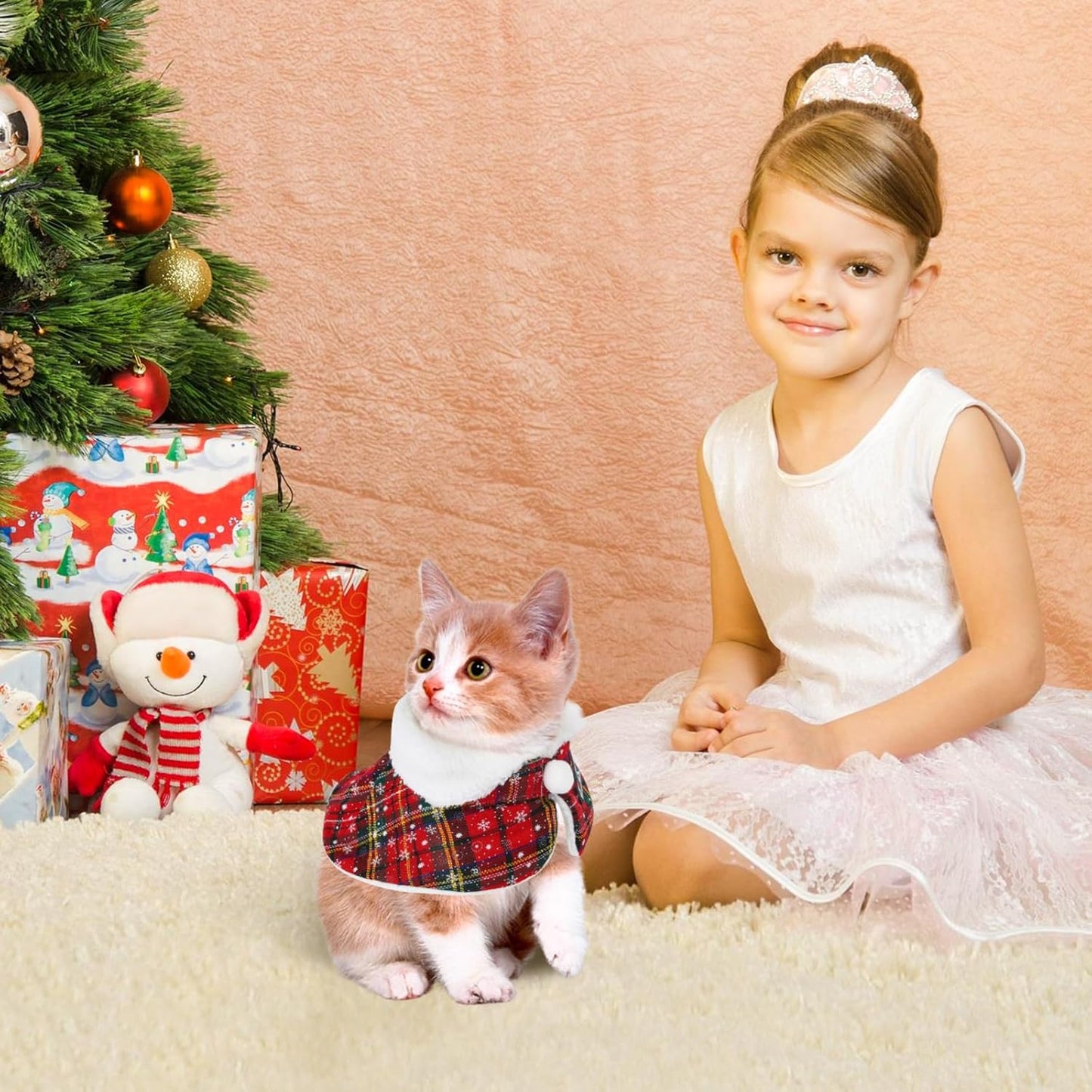 Christmas Costume Dog Cat Christmas Outfit Pet Cape Cloak Red Cute Pet Costume Cape Warm Soft Cat Clothes for Small Medium Sized Puppy Dog Cat