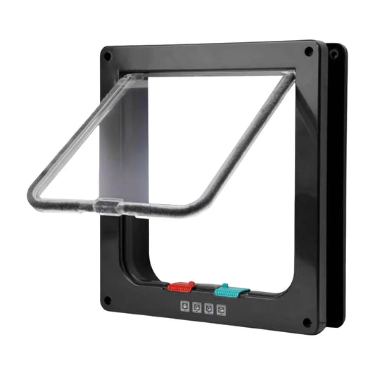 Puppy Kitten Safety In&Out Pet Door with 4 Way Security Lock Dog Cat Kitten Flap Door Transparent Thin Cat Door Safety Pet Door