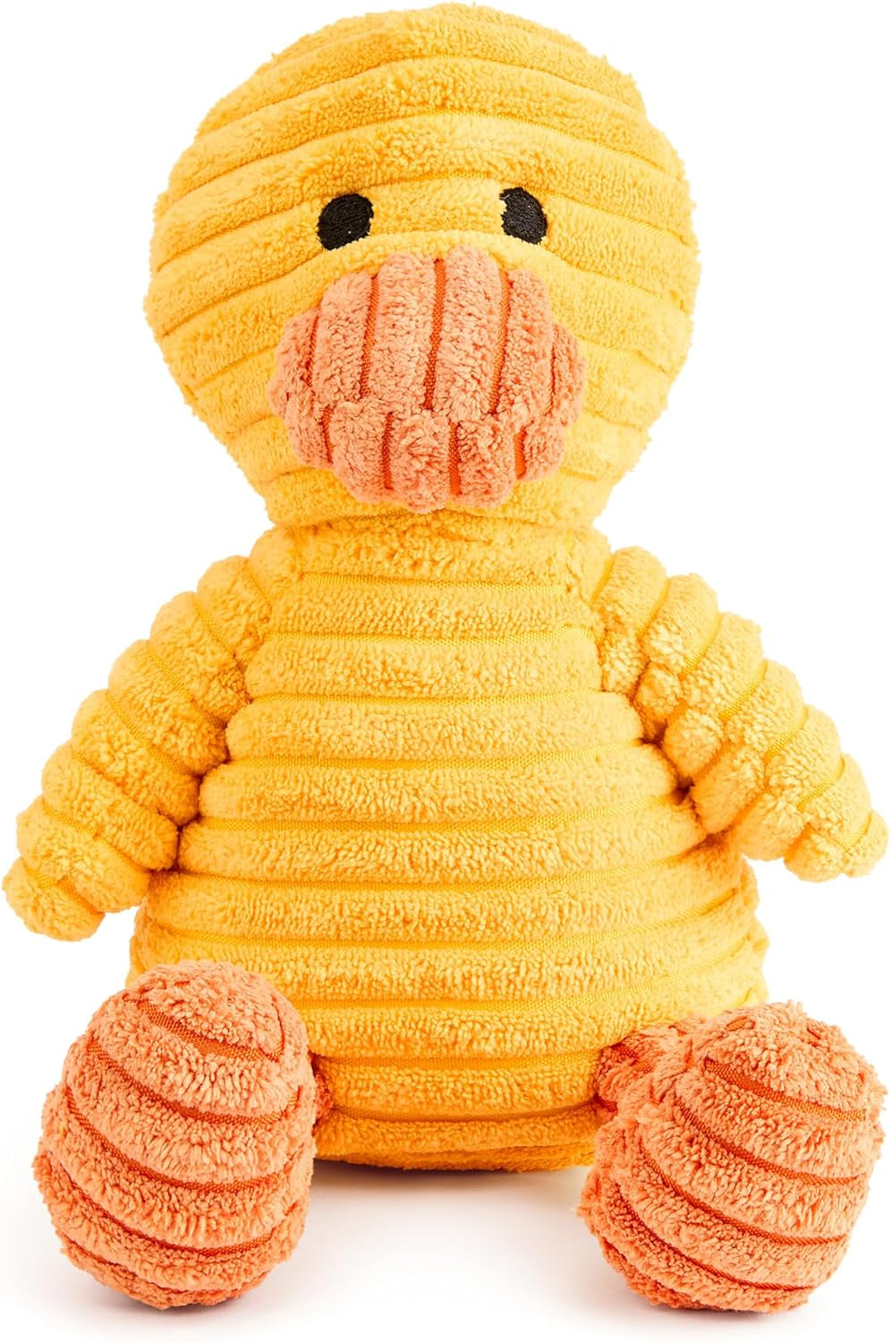 Yellow Duck Plush Dog Toy with Squeaker – Soft, Durable, Ribbed Design for Play, Perfect for Small and Medium Dogs. Ideal for Interactive Play and Enjoyment.