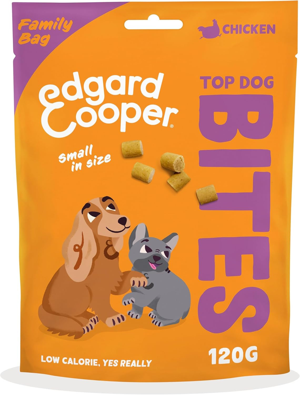 Natural Dog Treats, Chicken Top Dog Bites Small, 1 X 120G Family Pack, Grain Free, High in Protein Fresh Meat, Full of Essential Amino Acids for Healthy Insides