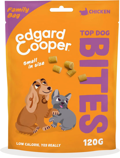 Natural Dog Treats, Chicken Top Dog Bites Small, 1 X 120G Family Pack, Grain Free, High in Protein Fresh Meat, Full of Essential Amino Acids for Healthy Insides