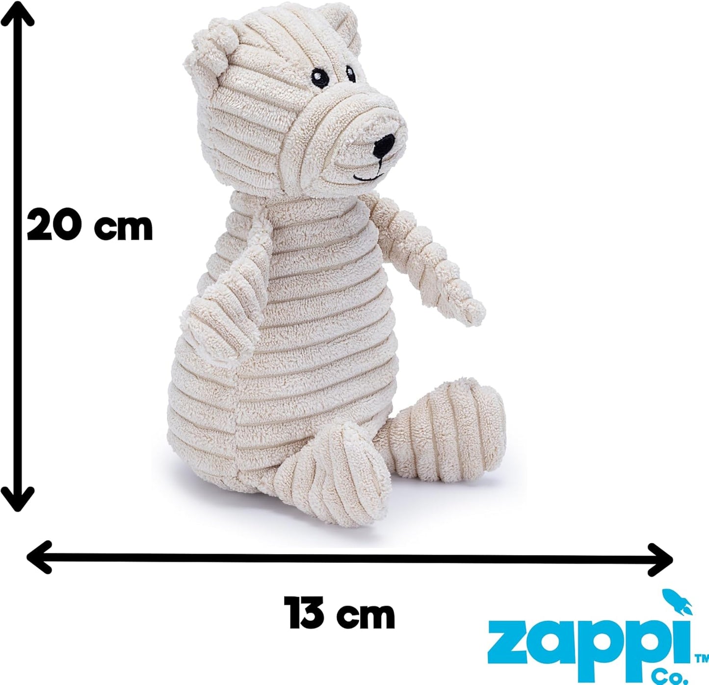 Bear Plush Dog Toy with Squeaker – Soft, Durable, Ribbed Design for Playful Sessions. Ideal for Small and Medium Dogs Who Need a Durable Toy for Interactive Fun.