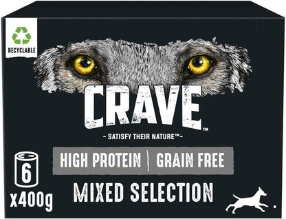 Crave - Complete Dog Wet Food - Grain Free & High Protein Mixed Pate - 6 X 400 G