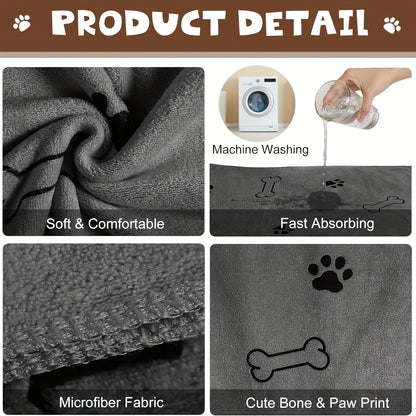 Dog Towel Drying Dog Cat Pet Towel, Puppy Microfiber Quick-Drying Dog Claw Bath Towel, Pet Bath Products Absorbent Medium Dog