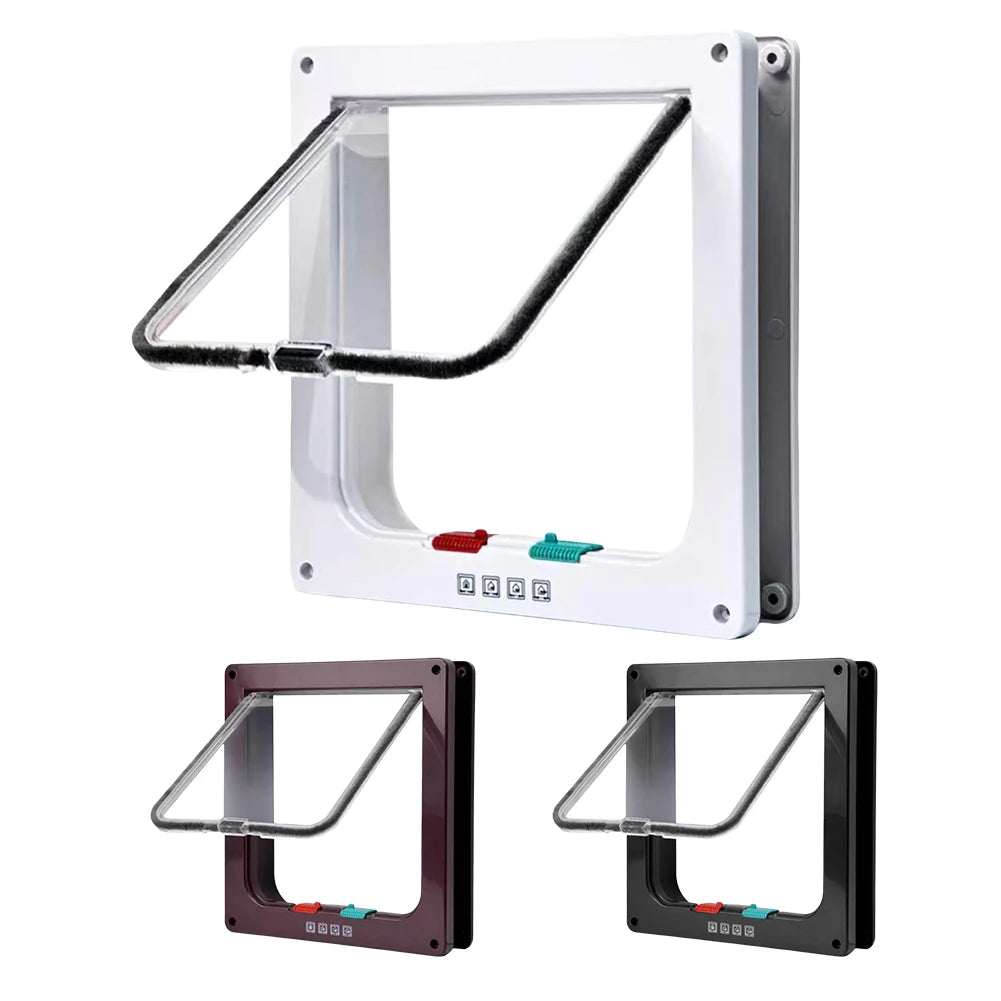 Puppy Kitten Safety In&Out Pet Door with 4 Way Security Lock Dog Cat Kitten Flap Door Transparent Thin Cat Door Safety Pet Door