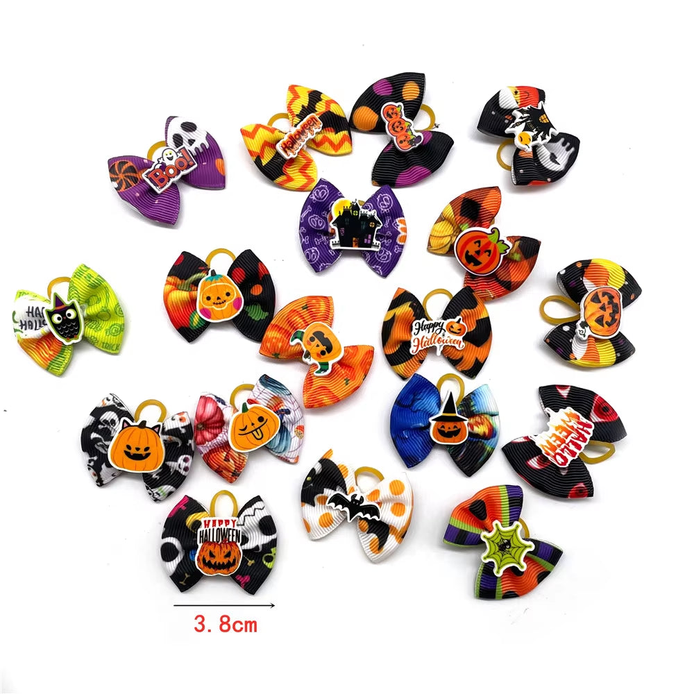 Adorable Halloween Pumpkin Dog Hair Bows - 10/20/30 Pcs Cute Pet Accessories for Small Dogs - Stylish Grooming Supplies
