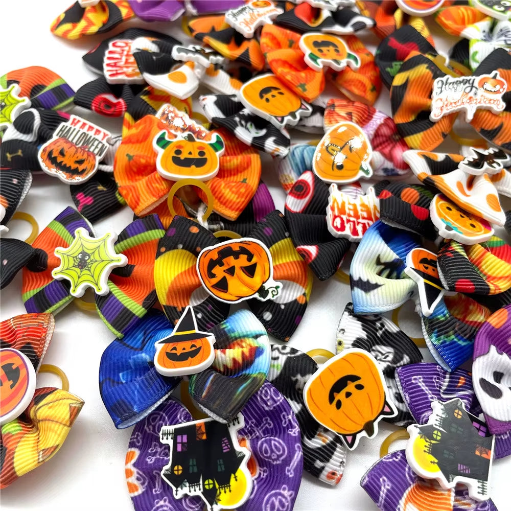 Adorable Halloween Pumpkin Dog Hair Bows - 10/20/30 Pcs Cute Pet Accessories for Small Dogs - Stylish Grooming Supplies