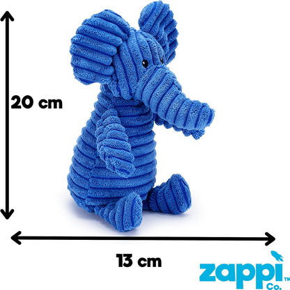 Blue Elephant Plush Dog Toy with Squeaker – Soft, Durable, Ribbed Plush for Cuddling and Play. Perfect for Small and Medium Dogs Who Enjoy a Squeaky Toy for Comfort and Interaction.