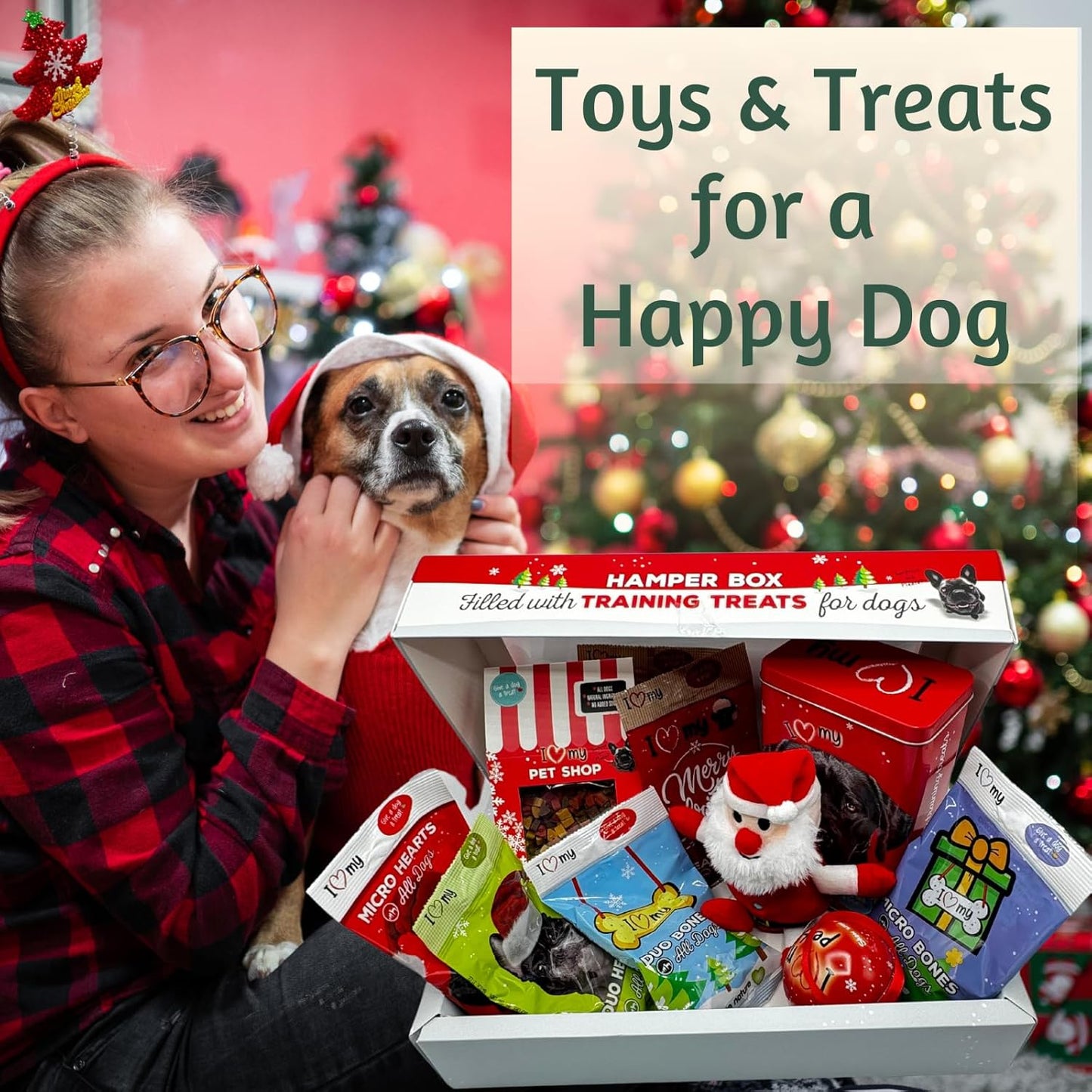 Dog Gift Hamper - 6X 100G Assorted Dogs Treats, 175G Treat, Soft Toy and Tin Can - Gifts for Dogs, Training Treats for Dog