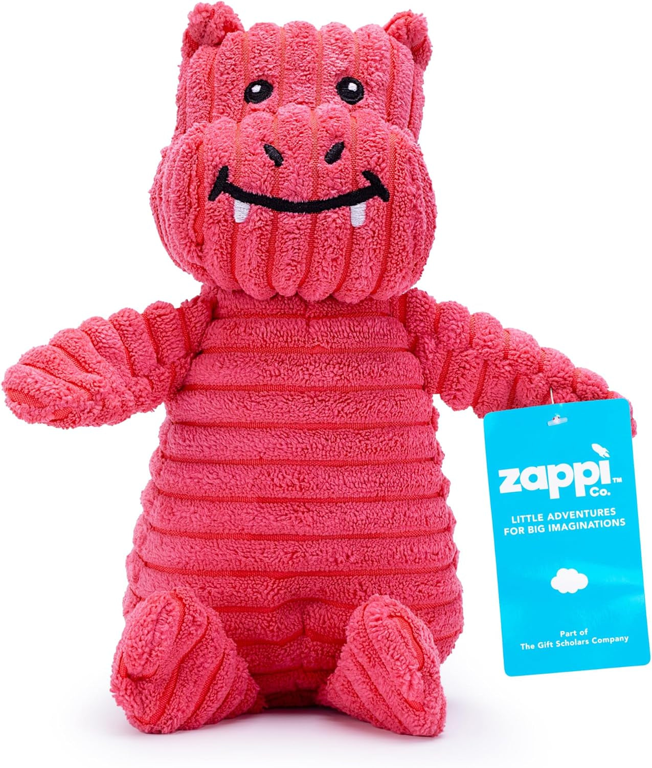 Pink Hippo Dragon Plush Dog Toy with Squeaker – Soft, Durable, Ribbed Design for Play, Perfect for Small and Medium Dogs. Ideal for Interactive Play and Enjoyment.