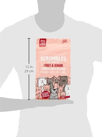 Scrumbles All Natural Dry Cat Food with 75% Chicken and Fresh Salmon, High Protein Food for Adults and Seniors, 750 G