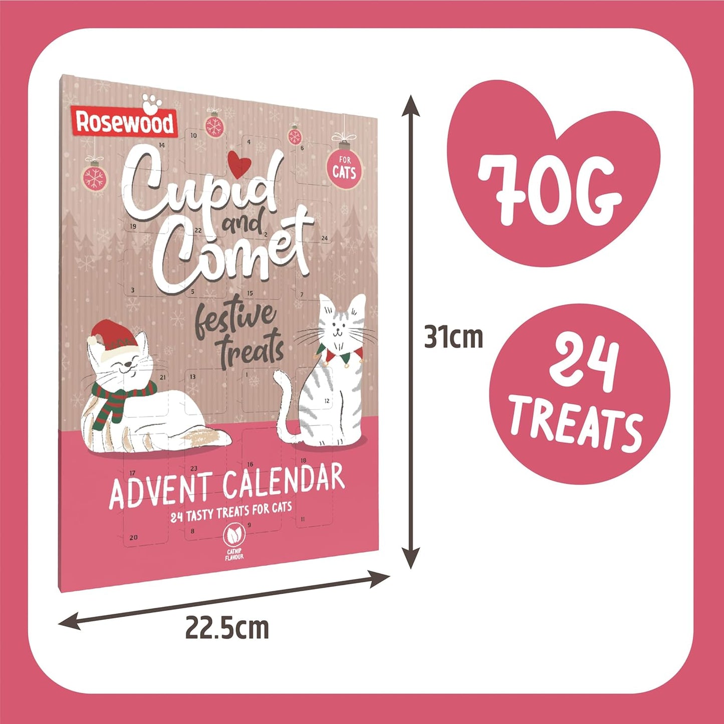 Cupid & Comet Advent Calendar for Cats, Yoghurt & Catnip Flavour Cat Treats