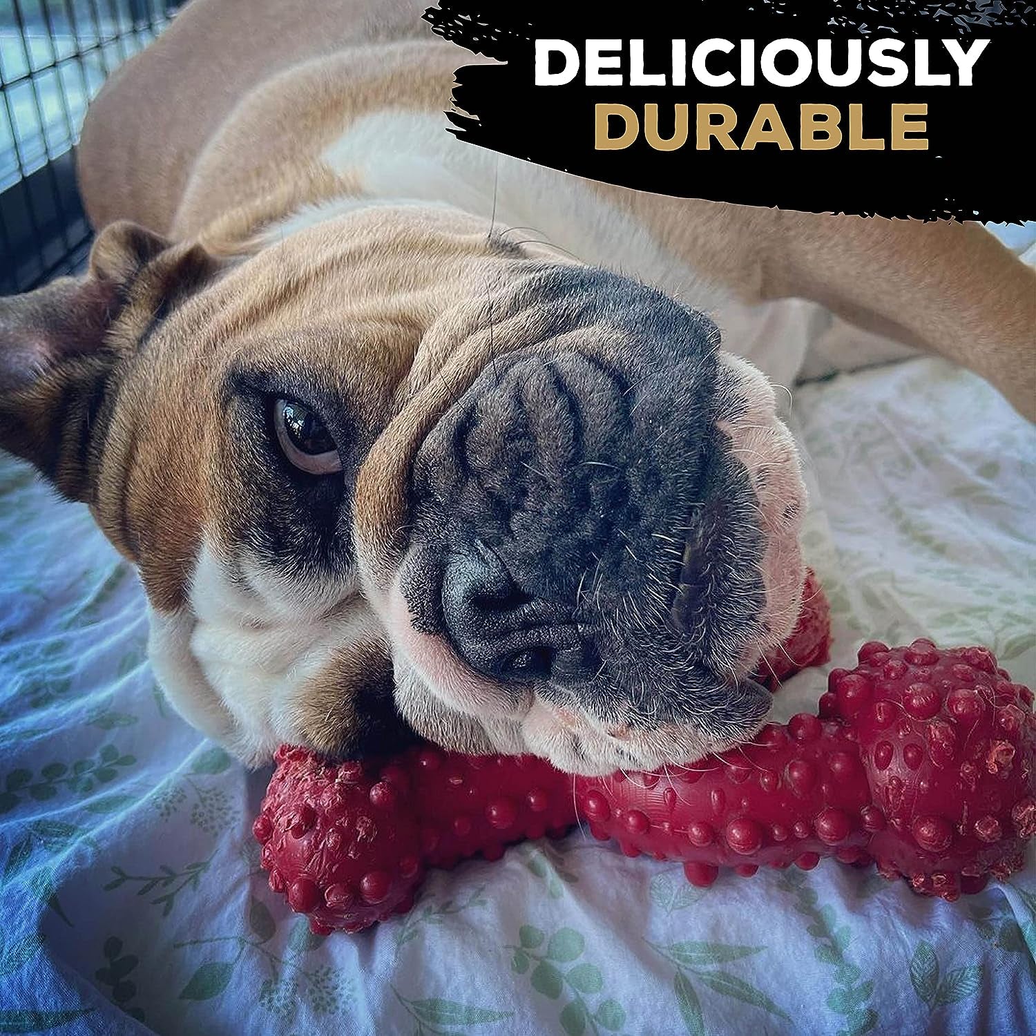 Tastybone Triobone Nylon Dog Chew Toy for Large Dogs (Beef) - Indestructible for Aggressive Chewers, Everlasting Flavour, Strong Healthy Teeth, Made in the UK