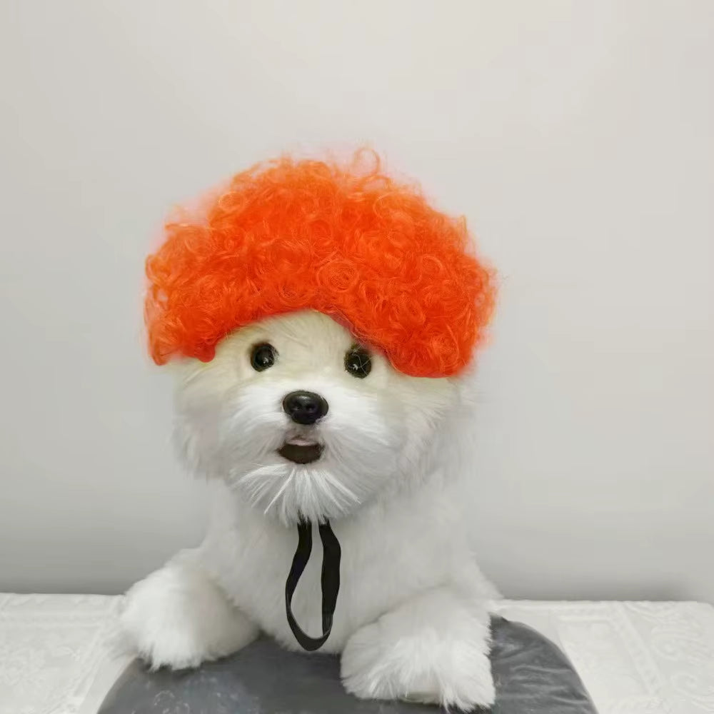 Creative Funny Pet Wig Adjustable Afro Design Dog Wig Elastic Band Design Cat Wig Pet Cosplay Props Photography Prank Gifts