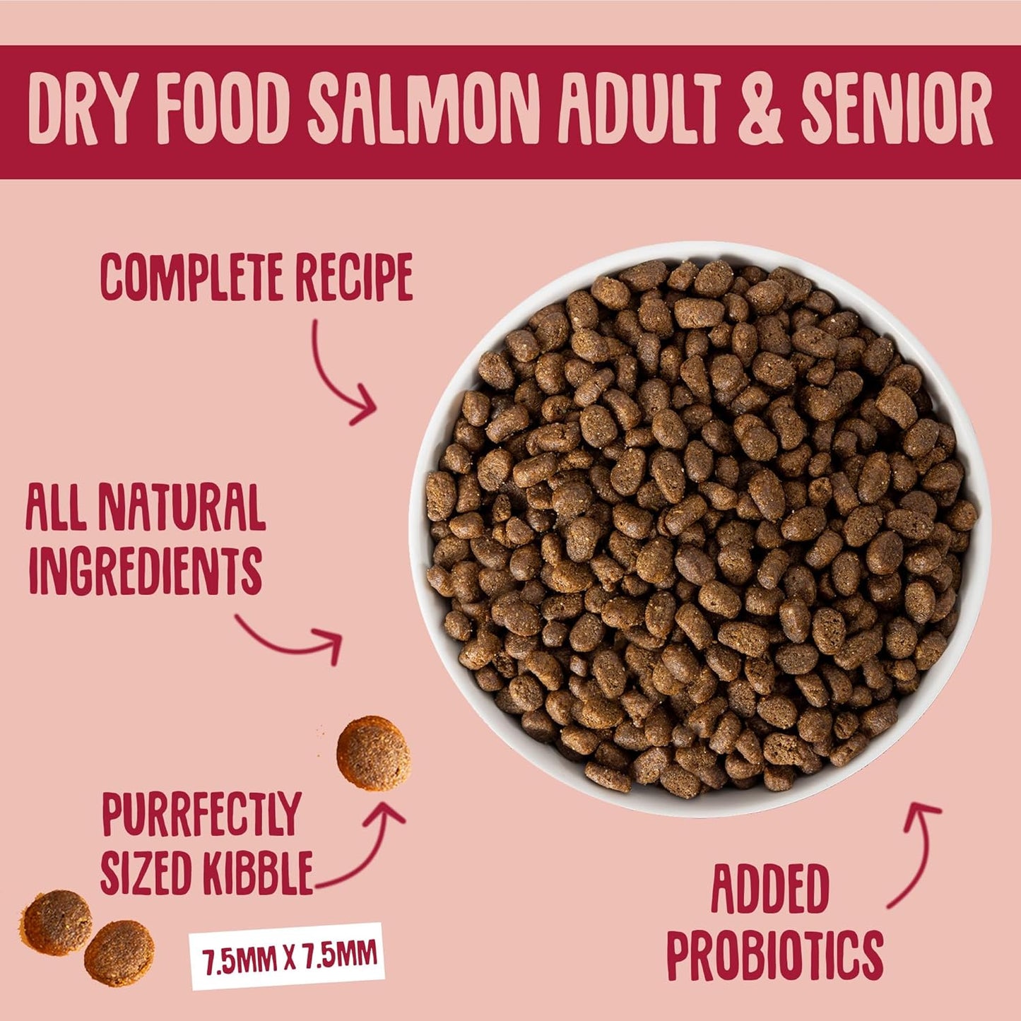 Scrumbles All Natural Dry Cat Food with 75% Chicken and Fresh Salmon, High Protein Food for Adults and Seniors, 750 G