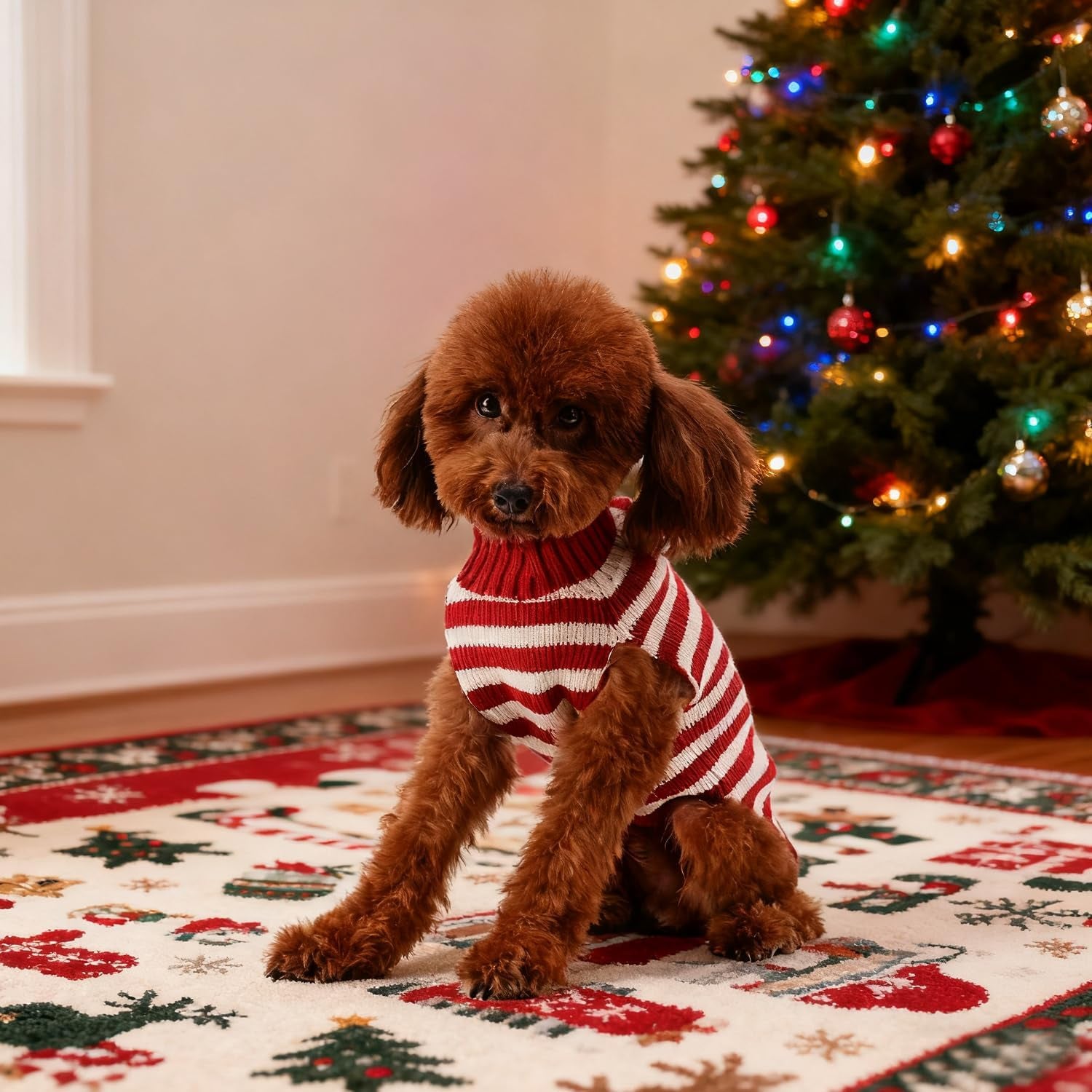 Christmas Dog Sweater Holiday Knitwear Warm Pet Clothes for Medium Large Dogs and Cats(L-1Pc)