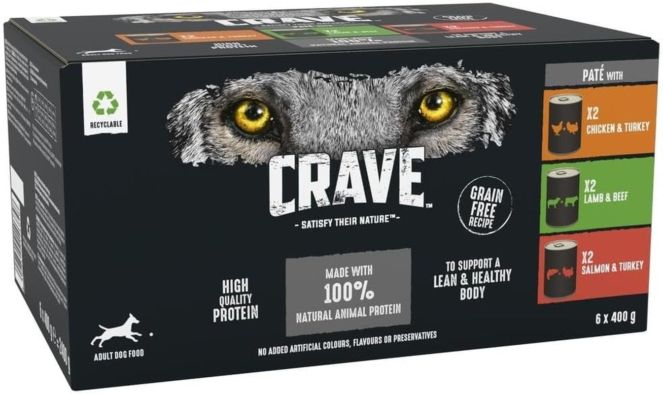 Crave - Complete Dog Wet Food - Grain Free & High Protein Mixed Pate - 6 X 400 G