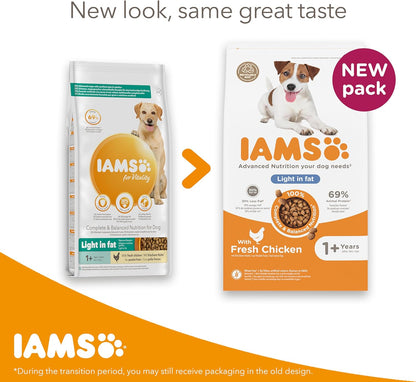 Light in Fat Complete Dry Dog Food Chicken 12Kg - 30% Lower Fat Formula