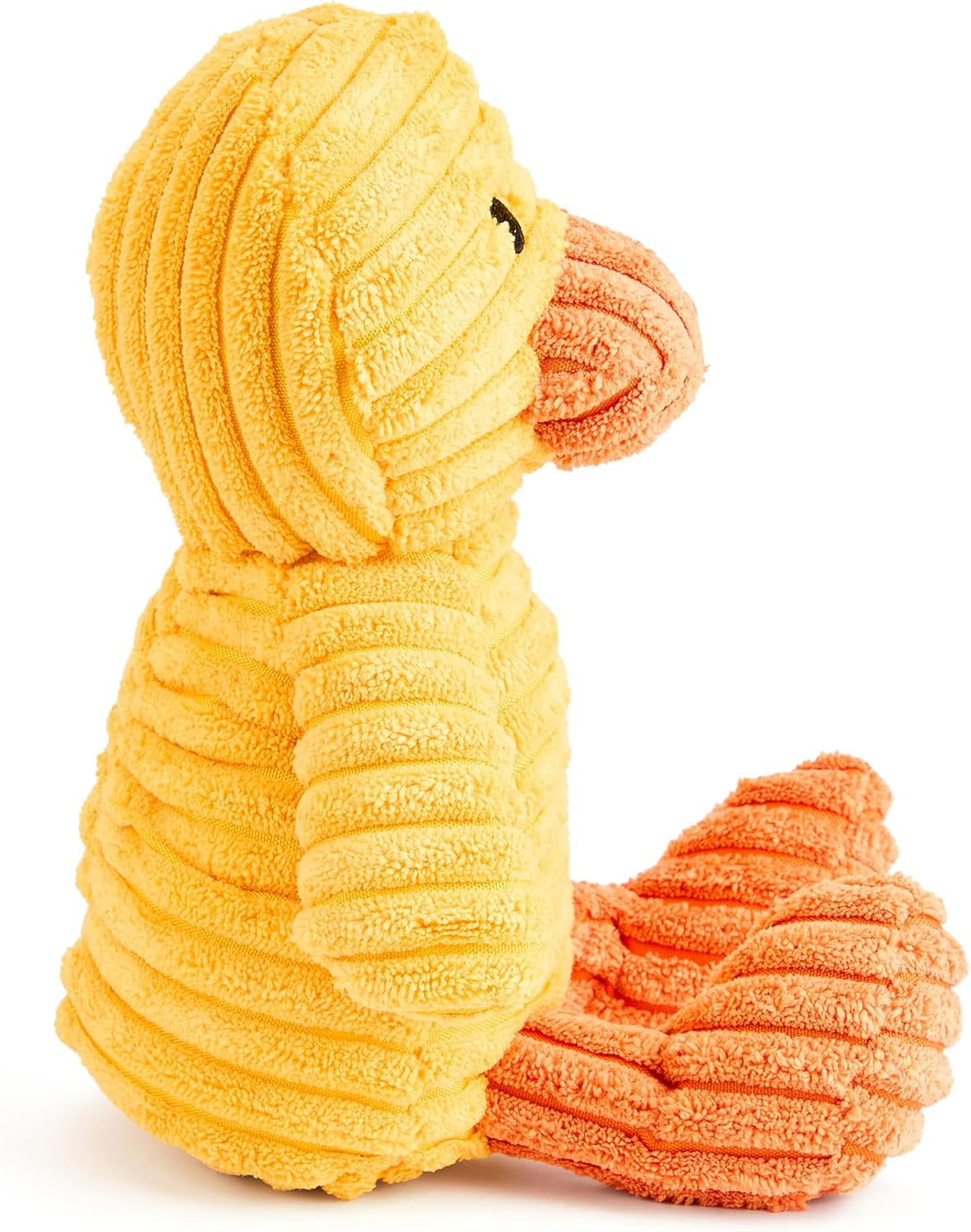 Yellow Duck Plush Dog Toy with Squeaker – Soft, Durable, Ribbed Design for Play, Perfect for Small and Medium Dogs. Ideal for Interactive Play and Enjoyment.
