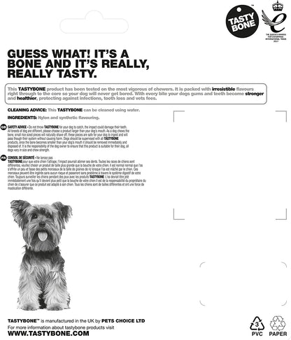 Tastybone Triobone Nylon Dog Chew Toy for Toy Dogs (Peanut Butter) - Indestructible for Aggressive Chewers, Everlasting Flavour, Strong Healthy Teeth, Made in the UK