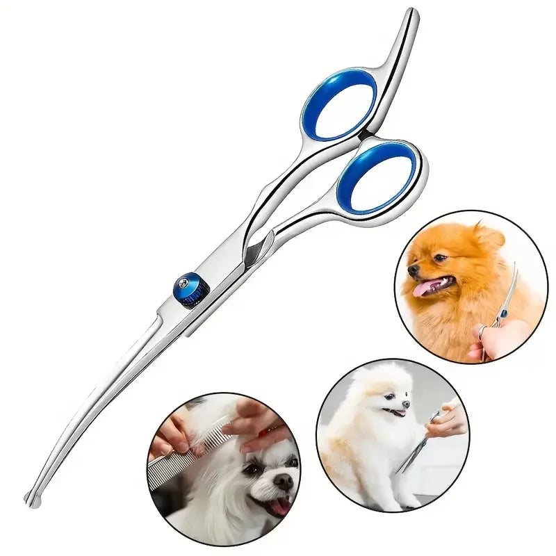 Safe and Precise Professional Pet Grooming Scissors with round Head - Stainless Steel Dog Hair Shears for Effortless Trimming