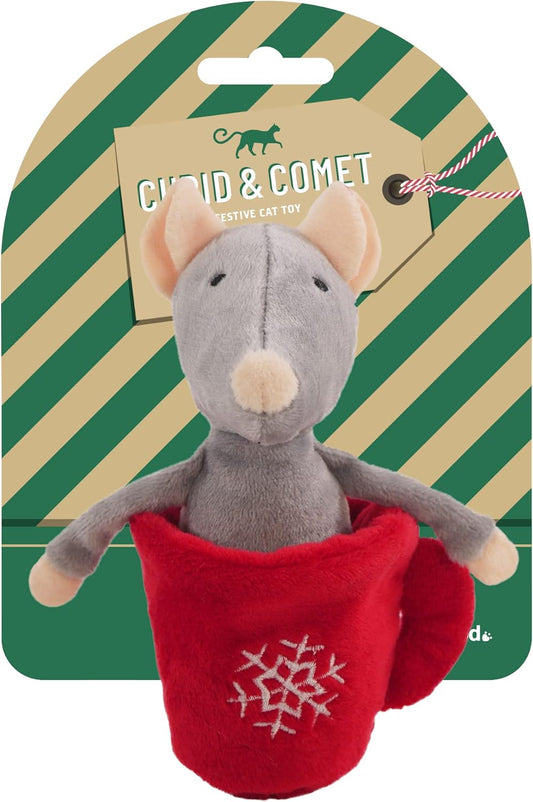 2 in 1 Interactive Cat Toy, Catnip Mouse with Crinkle Teacup Christmas Cat Toy, 17 X 13 X 6Cm