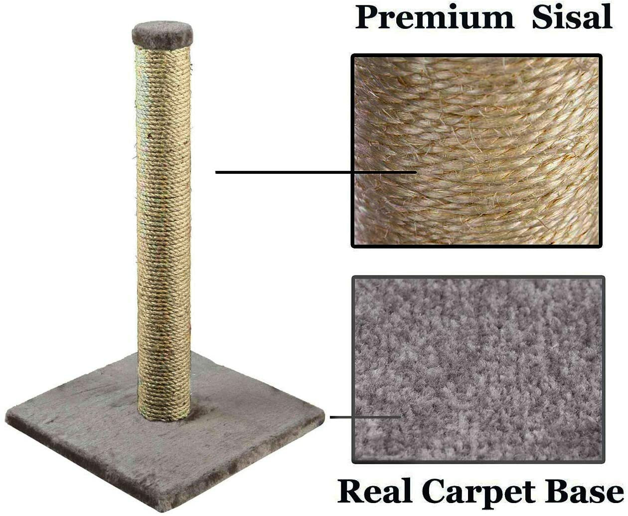 Cat Scratching Post Natural Sisal Pole and Carpet Covered 31 Inch Tall