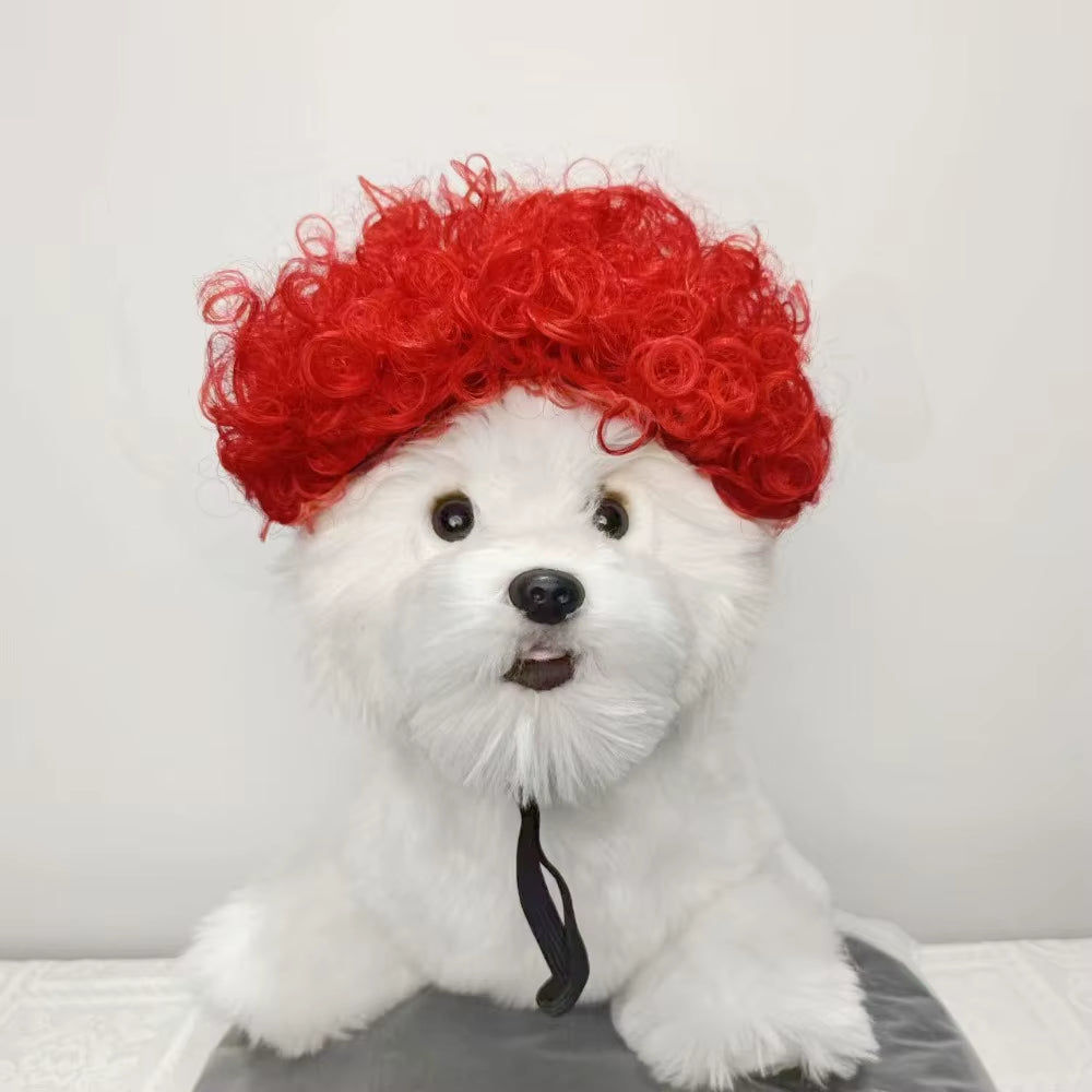 Creative Funny Pet Wig Adjustable Afro Design Dog Wig Elastic Band Design Cat Wig Pet Cosplay Props Photography Prank Gifts