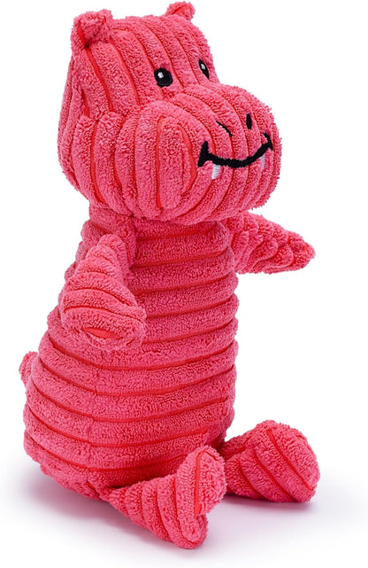 Pink Hippo Dragon Plush Dog Toy with Squeaker – Soft, Durable, Ribbed Design for Play, Perfect for Small and Medium Dogs. Ideal for Interactive Play and Enjoyment.