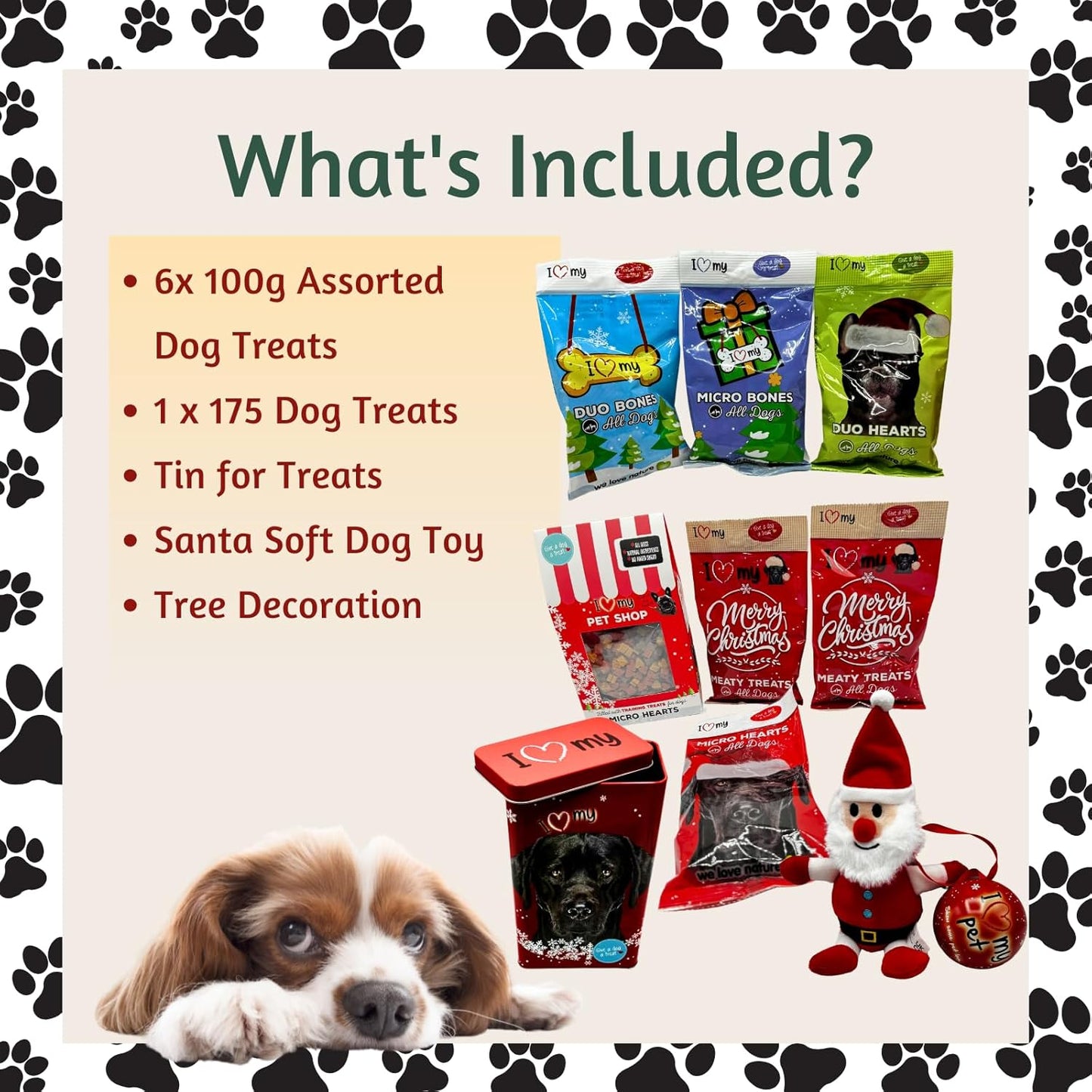 Dog Gift Hamper - 6X 100G Assorted Dogs Treats, 175G Treat, Soft Toy and Tin Can - Gifts for Dogs, Training Treats for Dog