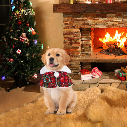 Christmas Costume Dog Cat Christmas Outfit Pet Cape Cloak Red Cute Pet Costume Cape Warm Soft Cat Clothes for Small Medium Sized Puppy Dog Cat