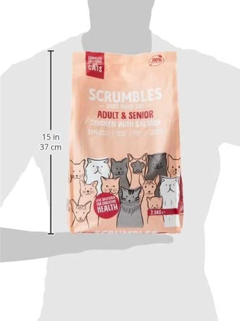 Scrumbles All Natural Dry Cat Food with Chicken and Fresh Salmon, High Protein Food for Adults and Seniors, 2.5 Kg,Pink Bag