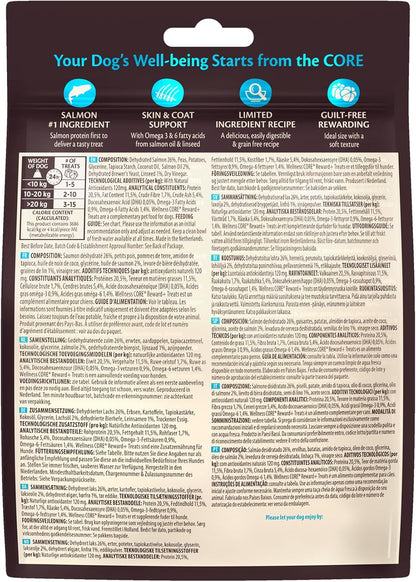 Reward+ Skin & Coat, 170G, Salmon, Soft Dog Treats for All Dog Breeds, All-Natural, Grain-Free, High Meat Content, Protein-Rich, Supports Healthy Skin & Coat