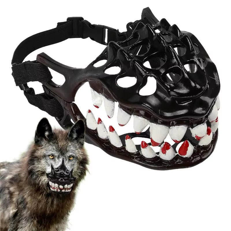 Halloween Dog Muzzle with Teeth Creepy Dog Costume with Large Teeth Spooky Prop Halloween Dog Costume Hilarious Dog Muzzle