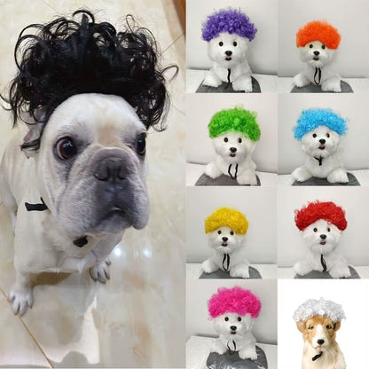 Creative Funny Pet Wig Adjustable Afro Design Dog Wig Elastic Band Design Cat Wig Pet Cosplay Props Photography Prank Gifts