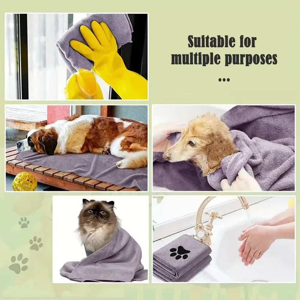 35*75Cm/50*100Cm Microfiber Pet Bath Towel Embroidered Super Soft Absorbent Cat for Dogs Grooming Supplies