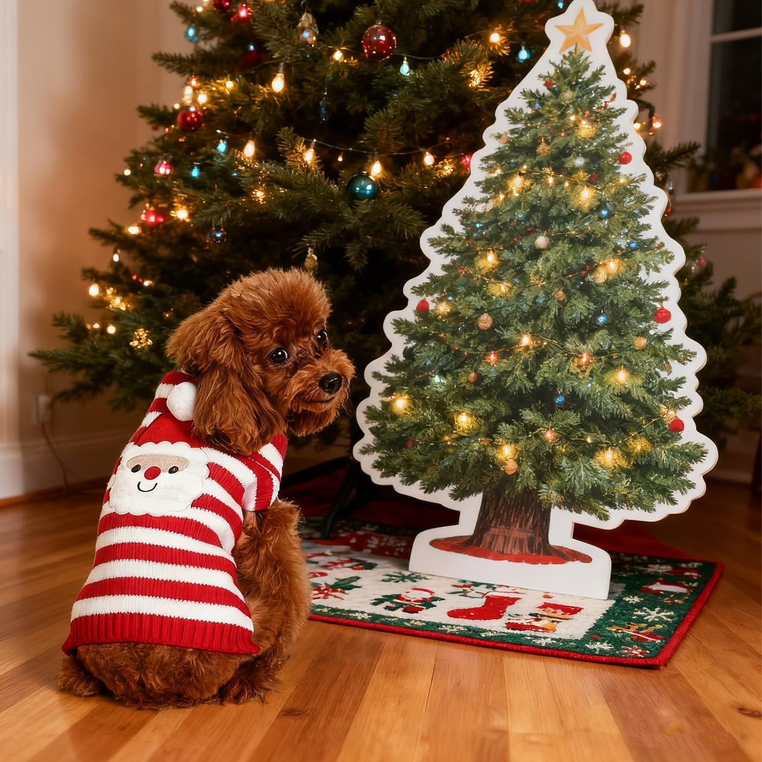 Christmas Dog Sweater Holiday Knitwear Warm Pet Clothes for Medium Large Dogs and Cats(L-1Pc)