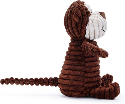 Brown Monkey Plush Dog Toy with Squeaker – Soft, Ribbed Fabric for Chewing and Interactive Play. a Great Choice for Small, Medium, or Large Dogs Playtime with Squeaky Toys