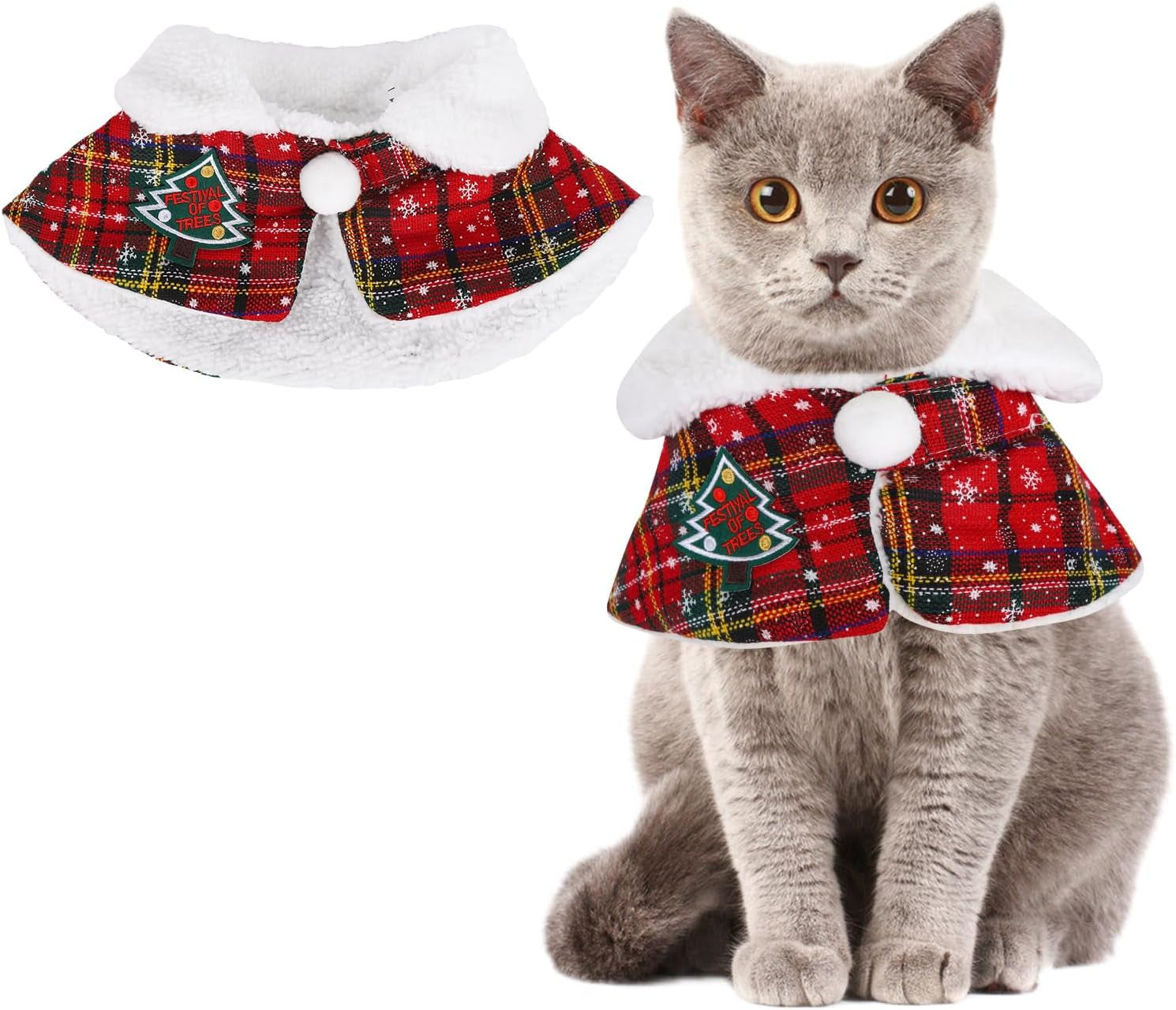 Christmas Costume Dog Cat Christmas Outfit Pet Cape Cloak Red Cute Pet Costume Cape Warm Soft Cat Clothes for Small Medium Sized Puppy Dog Cat