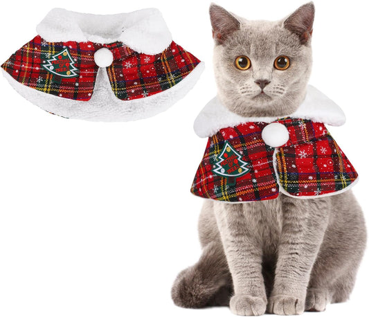 Christmas Costume Dog Cat Christmas Outfit Pet Cape Cloak Red Cute Pet Costume Cape Warm Soft Cat Clothes for Small Medium Sized Puppy Dog Cat