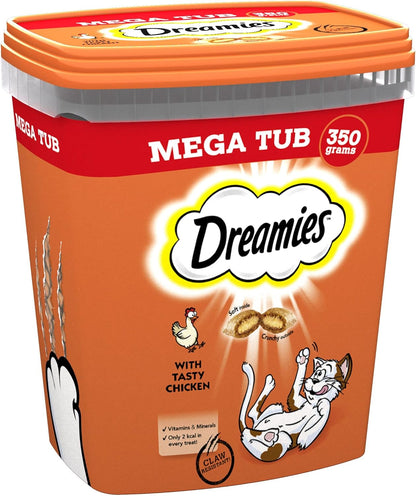 Dreamies Chicken Cat Treats - 2X350G - Multipack Snacks 2 Mega Tubs - Bulk Cat Food
