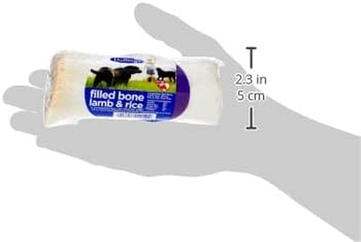 Filled Bone with Lamb & Rice Dog Chew, 100% Natural, Air Dried Long Lasting Bone for Adult Dogs, 1 Count
